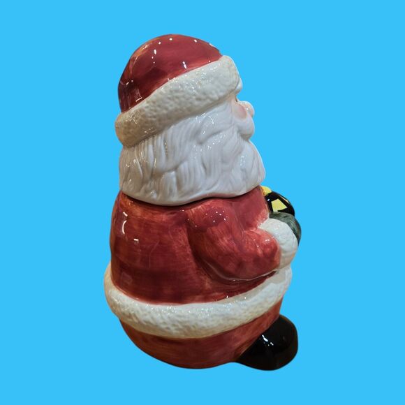 Holiday Christmas Cookie Canister Whimsical Santa Snack Jar Vintage Collectible - Picture 5 of 11